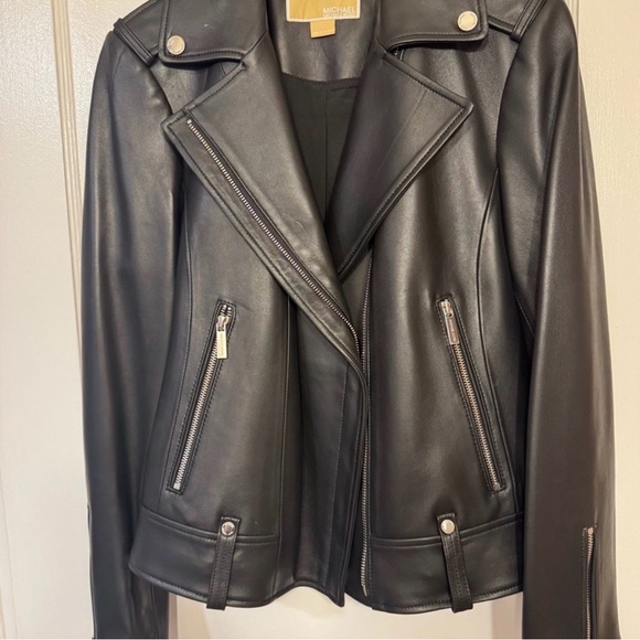 Michael Kors Jackets & Blazers - Michael Kors Sleek Black Leather Jacket Absolutely never worn!!  Great deal!!!